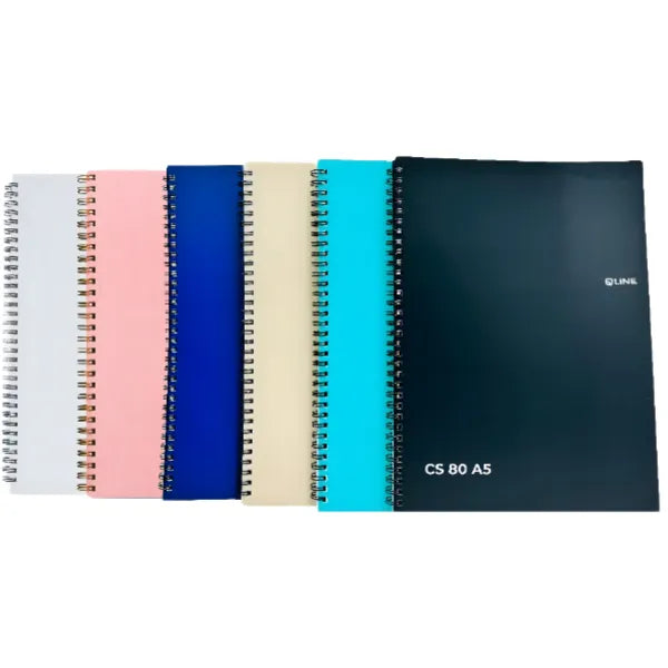 Q Line Spiral Notebook Ruled  Pages -A5 Size 80 Sheets -1 Pieces Set