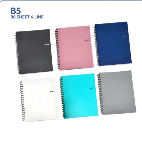 Q Line Spiral Notebook4 line Pages English -B5 Size 80 Sheets-1 Pieces Set