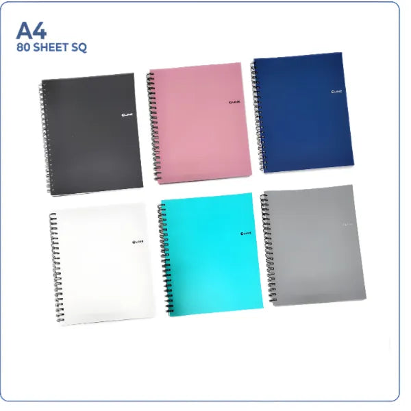 Q Line Spiral Notebook  10mm Square -A4 Size 80 Sheets-1 Pieces Set - Nbql51