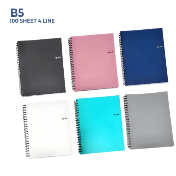 Q Line Spiral Notebook4 line Pages English -B5 Size 100 Sheet-1 Pieces Set