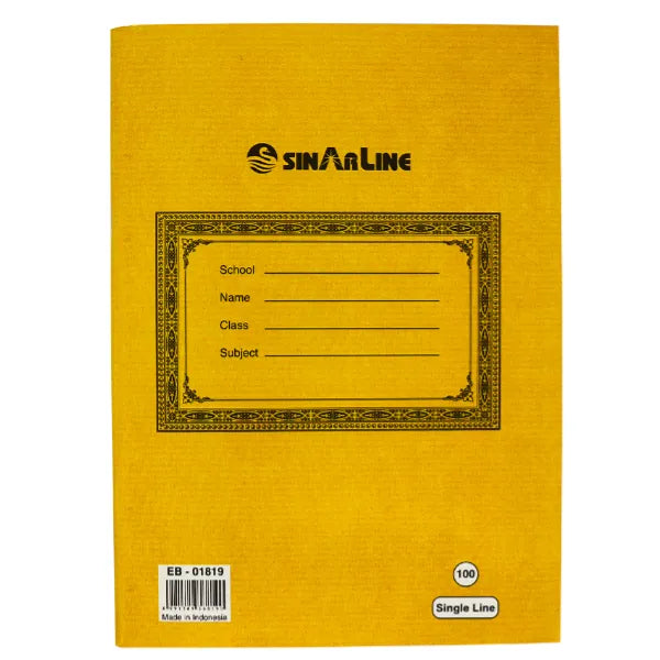 Sinarline Pvc Brown Cover Book English Single Line 100 Sheet