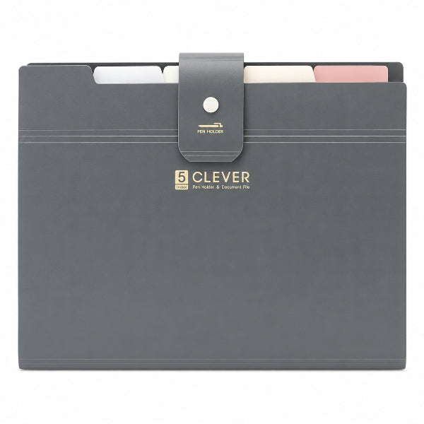 Morning Glory A4 5-Index Document Organizer with Pen Holder – Grey