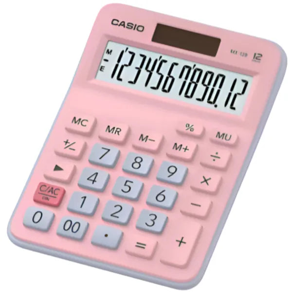 Casio Calculator Mini Desk Type 12 digits-MX-12B-PKLB-W-DC