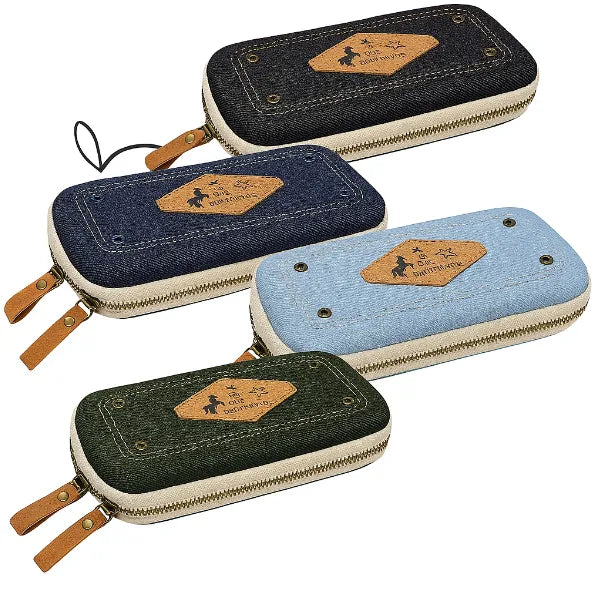 Denim Zipper Pouch – Assorted, 1-Piece Set