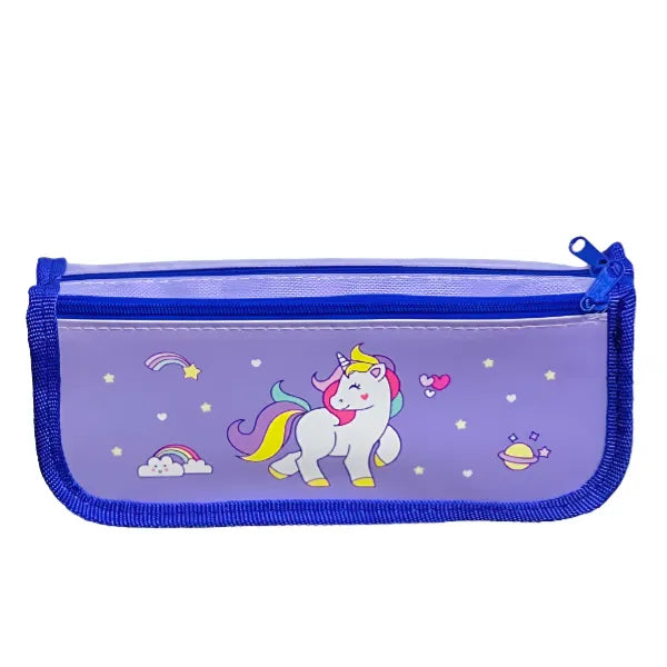 Unicorn Themed Zipper Pencil Case For Students-Assorted Colors