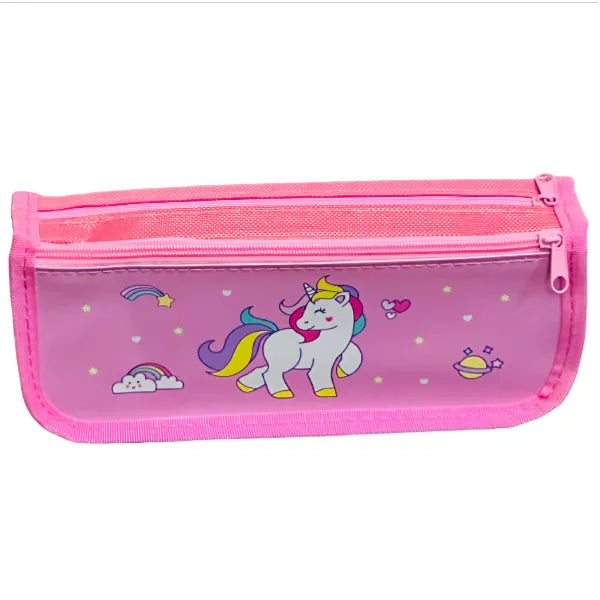 Unicorn Themed Zipper Pencil Case For Students-Assorted Colors alternate