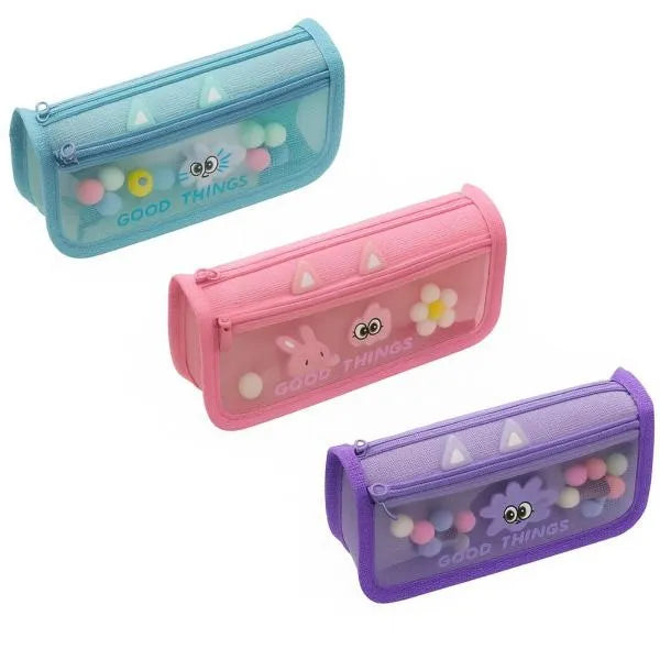 Rosy Rabbit Dual-Pocket Zipper Pencil Case- Assorted (1 Piece Only)