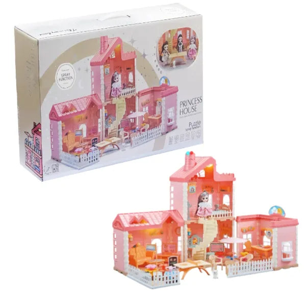 Princess House Playing Doll House Play Set Puzzle Kit For Girls - 176 Pcs
