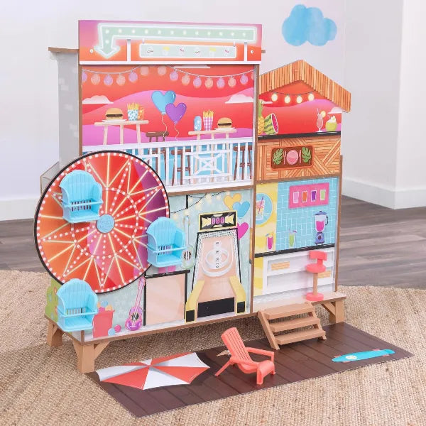 KidKraft Ferris Wheel Fun Beach House Wooden 360-Play Dollhouse with 19 Accessories Gift Toy alternate