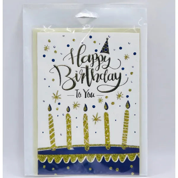 Happy Birthday Candles Glitter Gift Card With Envelope