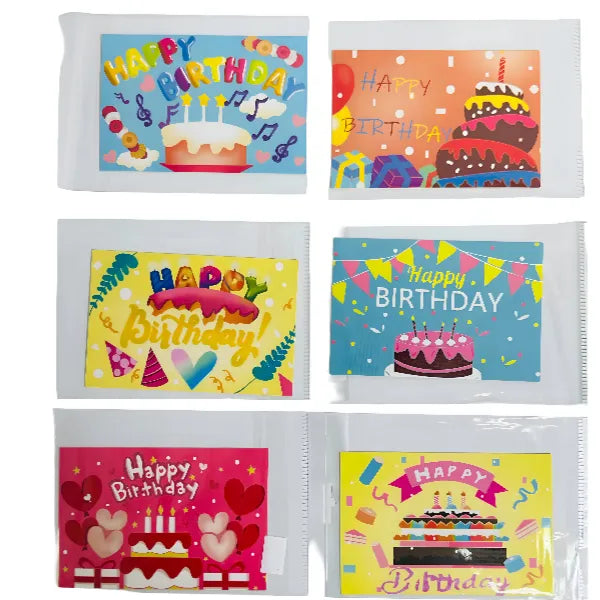Happy Birthday Design Gift Card  - Assorted 1 Piece Card