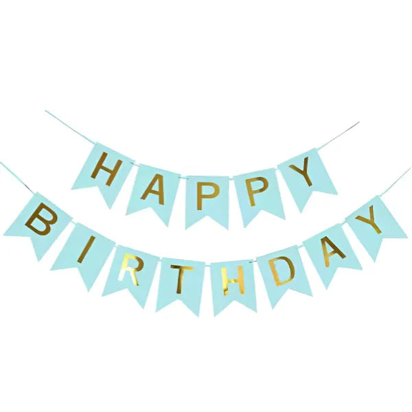 Happy Birthday party Decoration Hanging Banner With Ribbon - Blue (PIAM359)