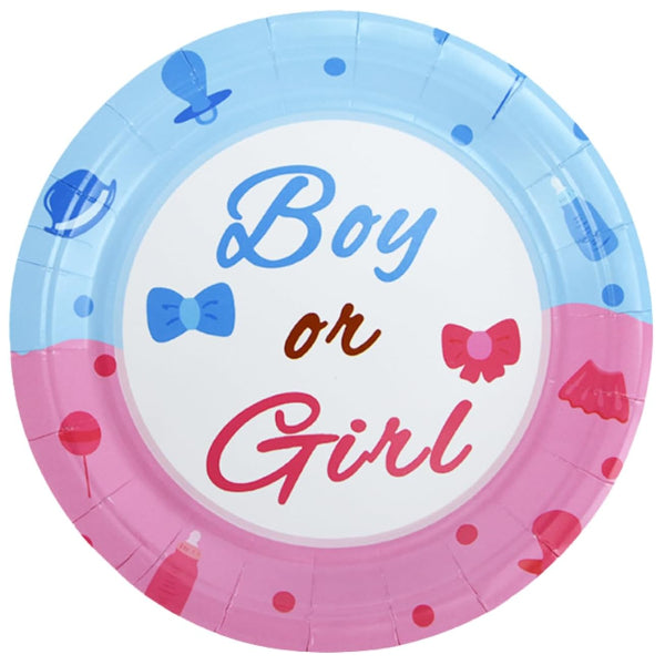 Boy Or Girl Surprise Party Round Disposable Plates-Pack Of 10 Pieces- Large