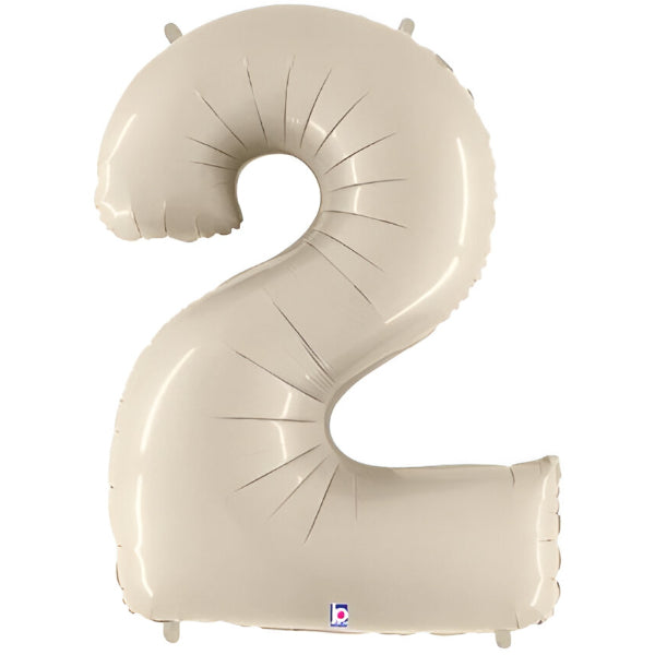 Birthday Party Decoration 32 Inch Beige Foil Balloon-Number 2