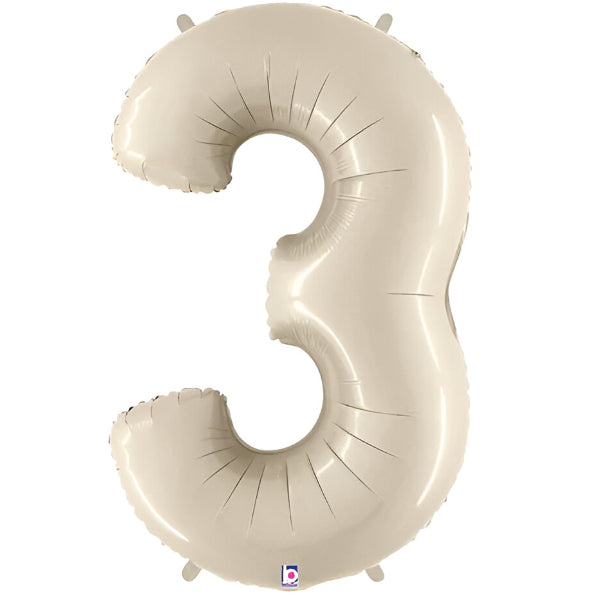 Birthday Party Decoration 32 Inch Beige Foil Balloon-Number 3