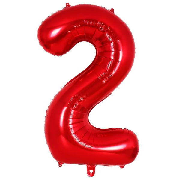 Birthday Decoration Number 2 Foil Balloon – Red With Helium