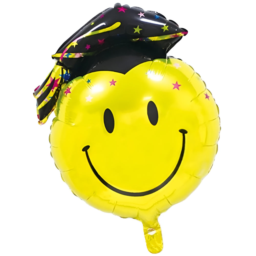 Smiley Graduation Foil Balloon – 18 × 26 Inch