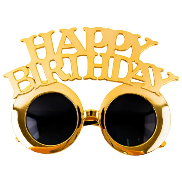 Happy Birthday Goggles Golden Party Glasses