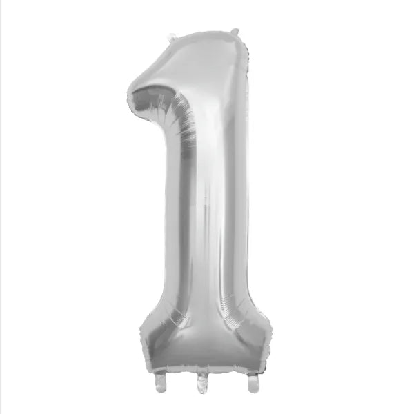 Happy Birthday Party Decoration Silver Foil Balloon-Number 1