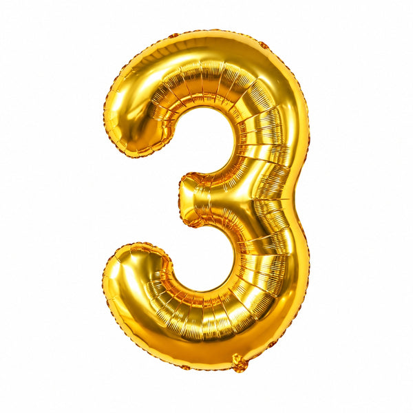 Happy Birthday Party Decoration Gold Foil Number 3 Balloon