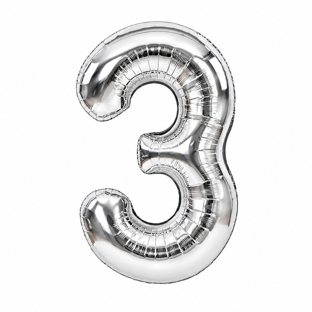 Happy Birthday Party Decoration Silver Foil Number 3 Balloon