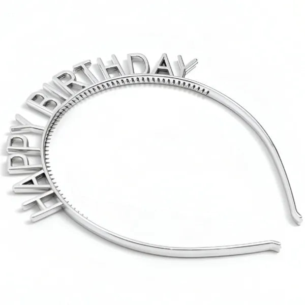 Happy Birthday Headbands For Girls - Hair Clips Silver