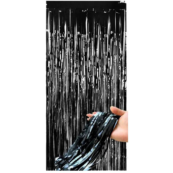 Party Decoration Background Foil Rain Curtain-Black