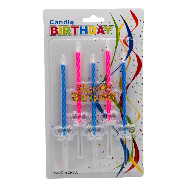 Birthday Candle Set With Happy Birthday Topper – 5 Pcs