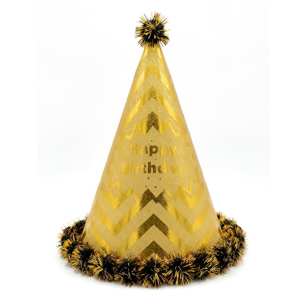 Gold Happy Birthday Party Cap - 24Cm