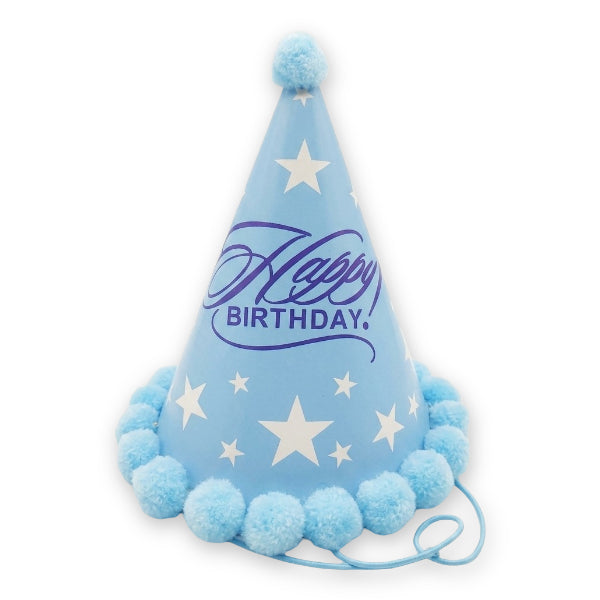 Sky Blue Starry Happy Birthday Party Cap - 20Cm