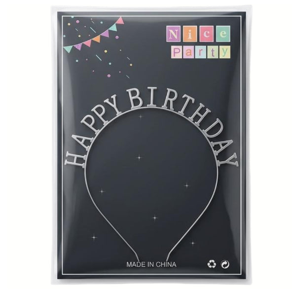 Happy Birthday Headband-Silver