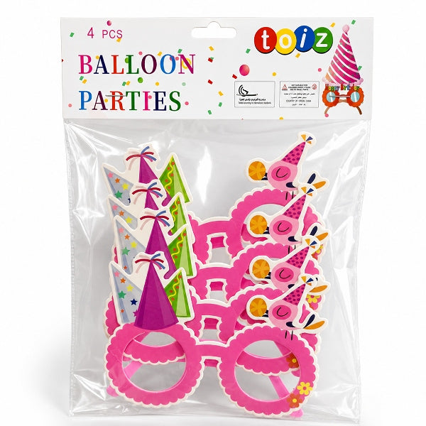 Happy Birthday Party Eyeglasses – Pack Of 4, Pink