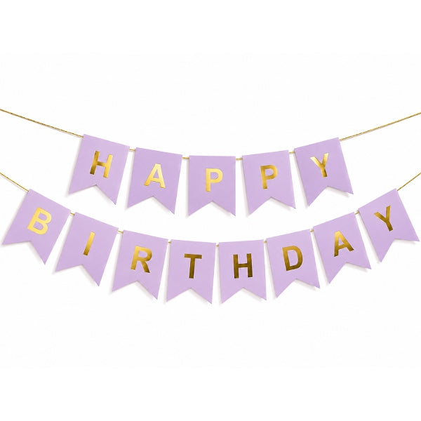 Happy Birthday Party Decoration Banner - Lavender