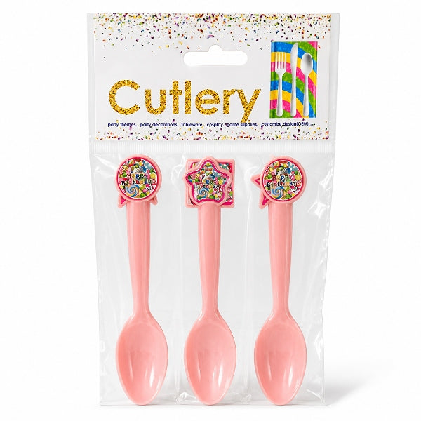 Happy Birthday Pink Party Spoons – Pack Of 6