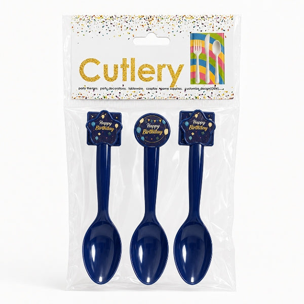 Happy Birthday Blue Party Spoons – Pack Of 6