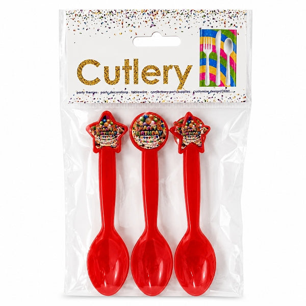 Happy Birthday Red Party Spoons – Pack Of 6