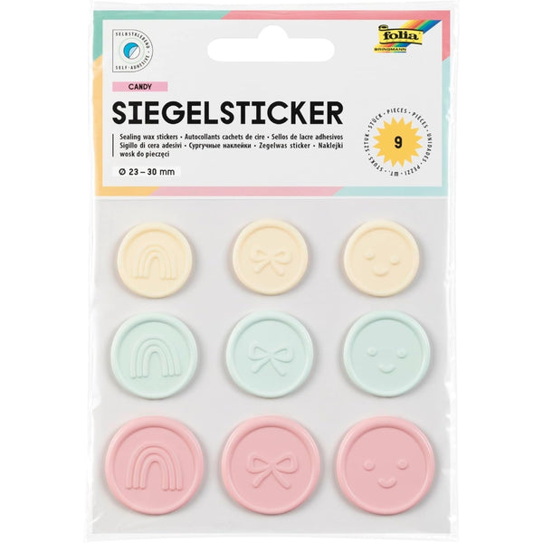 Folia Candy Wax Seal Stickers – 9 Pieces In 3 Pastel Colours