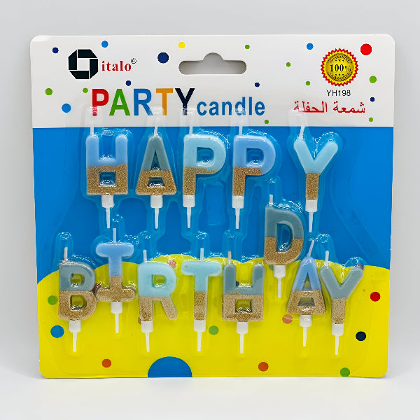 Half-Glitter Happy Birthday Letter Candle Cake Topper