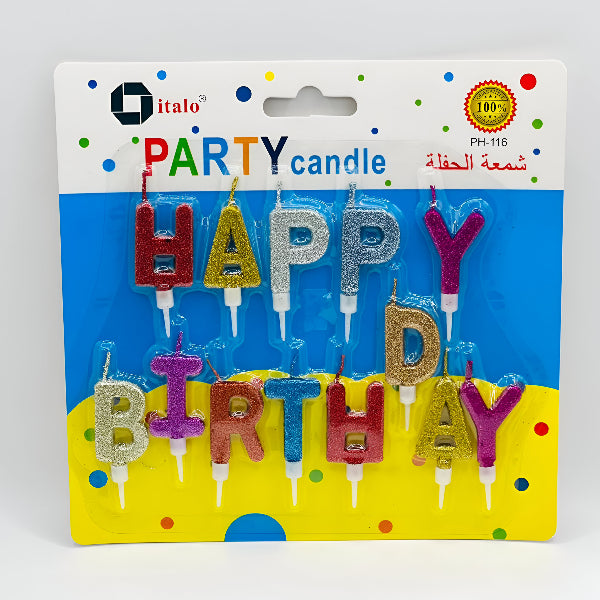 Happy Birthday Glitter Letter Candles – Party Cake Decoration
