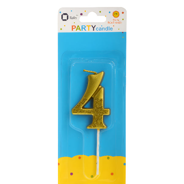 Half-Glitter Gold Number 4 Candle – Perfect For Parties