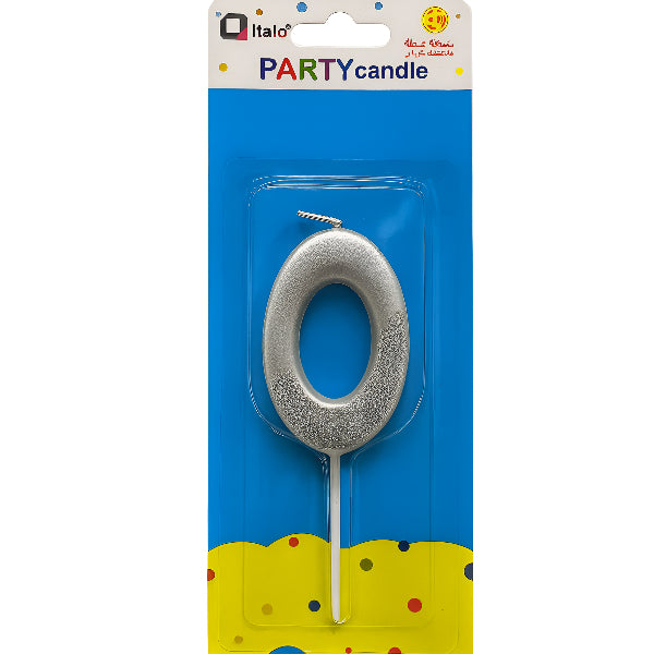 Half-Glitter Silver Number 0 Candle – Perfect For Parties