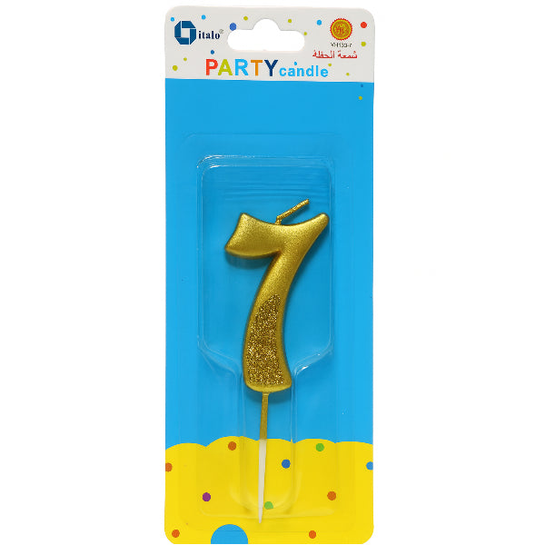 Half-Glitter Gold Number 7 Candle – Perfect For Parties