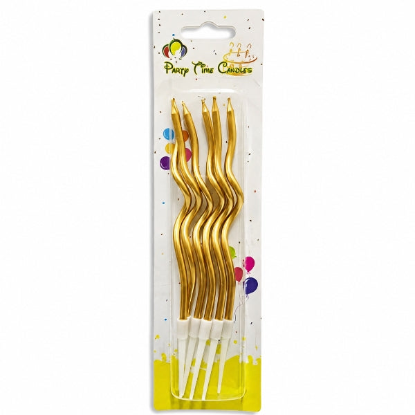 Gold Curly Spiral Birthday Candles – Set Of 6