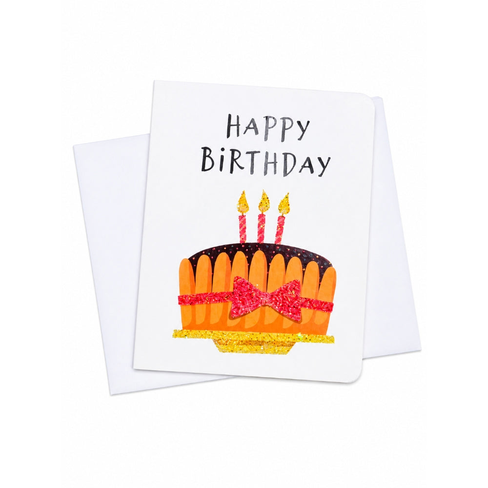 Glitter Birthday Greeting Card With Envelope – 7 × 9 Cm