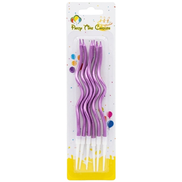 Purple Spiral Birthday Cake Candles, 6 Pieces