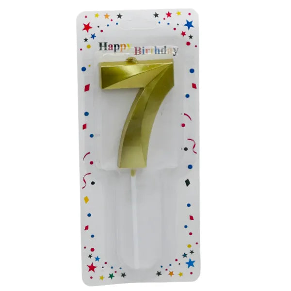 Metallic Number 7  Candles For Anniversary Birthday For Cake Topper Decoration