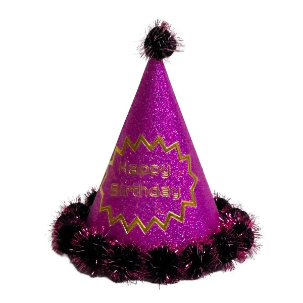 Happy Birthday Printed Party Cap -Extra Small Pink Color
