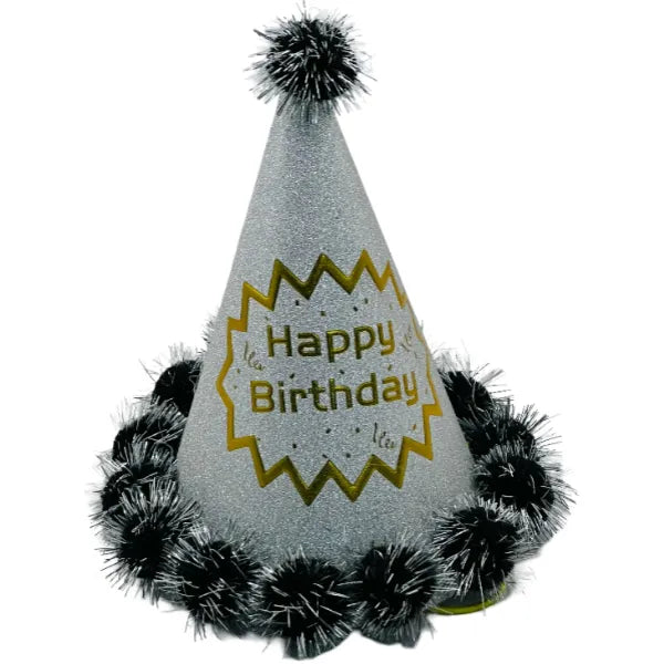 Happy Birthday Printed Party Cap -Extra Small Silver Color (PIQL370)