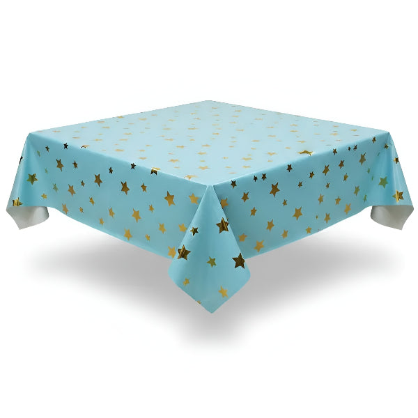 Star Printed Light Blue Foil Table Cover – 1.37 X 1.83 M