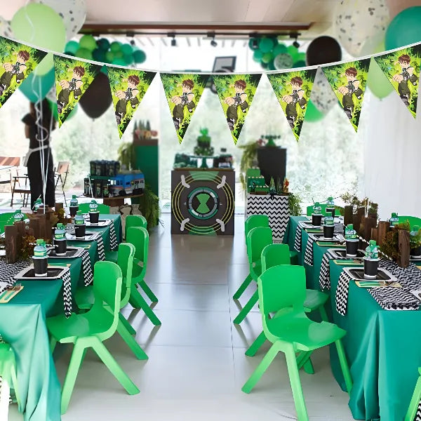 Ben 10 Themed Kids Party Decoration Triangle Flag Banner alternate